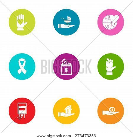 Global Subsidy Icons Set. Flat Set Of 9 Global Subsidy Icons For Web Isolated On White Background