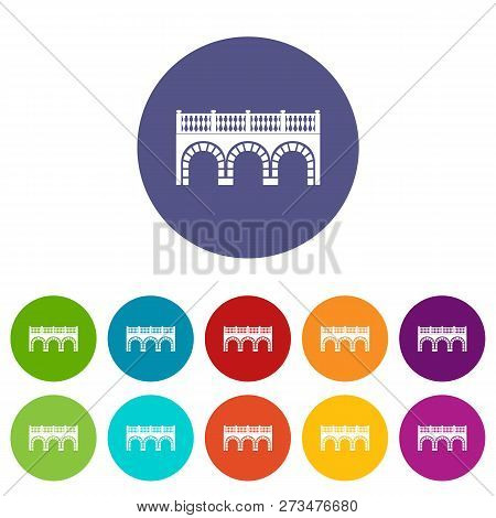 Arch Bridge Icons Color Set For Any Web Design On White Background