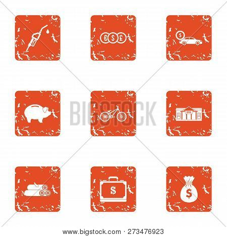 Remittance Select Icons Set. Grunge Set Of 9 Remittance Select Icons For Web Isolated On White Backg