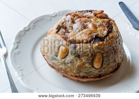 Turkish Perde Pilavi / Drape Pilaf With Chicken, Almond And Raisin / Pilav