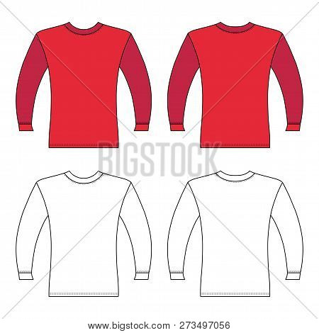 T Shirt Man Template (front, Back Views), Vector Illustration Isolated On Background