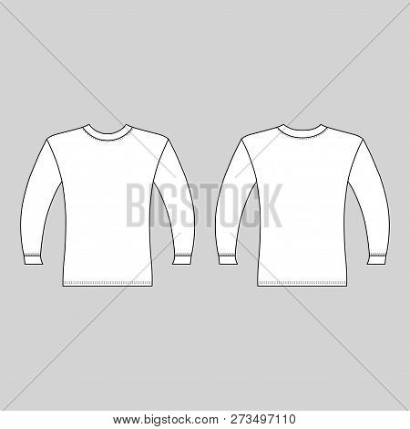 T Shirt Man Template (front, Back Views), Vector Illustration Isolated On Background