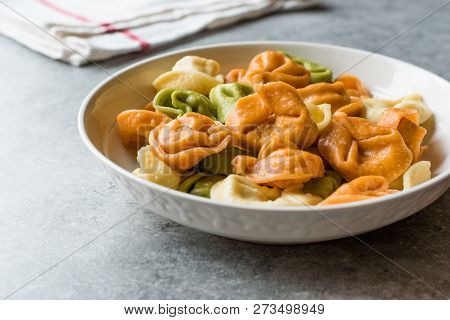 Tri Colored Tortellini Pasta / Multicolor Or Colorful