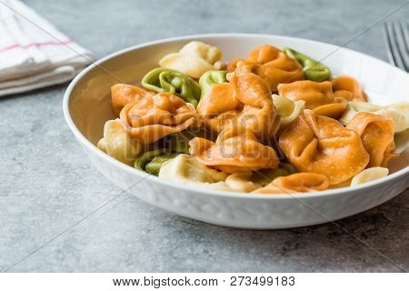Tri Colored Tortellini Pasta / Multicolor Or Colorful