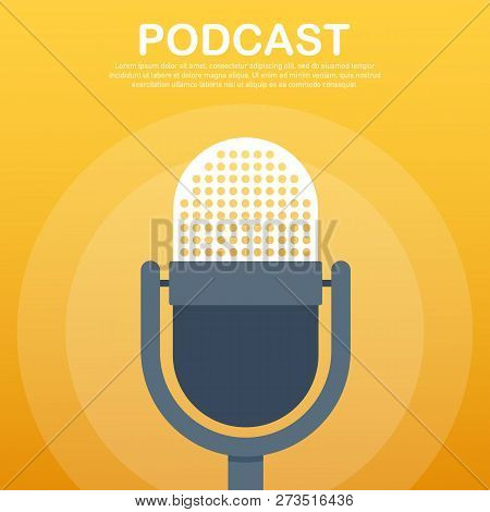 Podcast Icon, Vector Symbol In Flat Isometric Style Isolated On Color Background. Vector Stock Illus