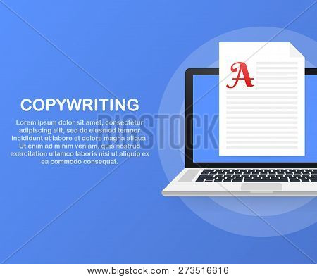 Concept For Copywriting, Content Development, Freelance, Blog Post. Vector Stock Illustration.