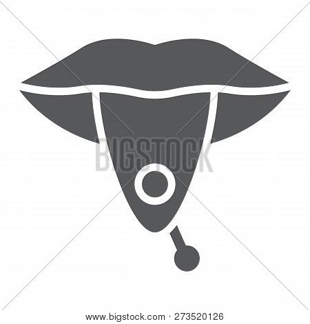 Tongue Piercing Glyph Icon, Jewellery And Accessory, Pierced Tongue Sign, Vector Graphics, A Solid P