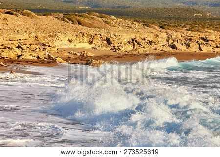 Cyprus - Mediterranean Sea Coast. Lara Beach In Paphos District.