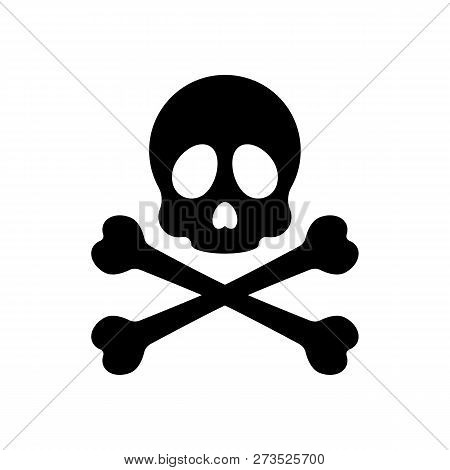 Skull And Crossed Bones. Simple Icon. Black On White Background