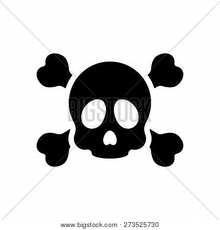 Skull And Crossed Bones. Simple Icon. Black On White Background