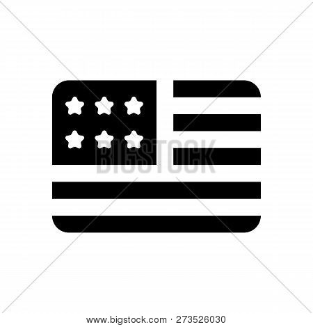 Simple Usa Flag Icon. Rectangle Shape. Black On White Background