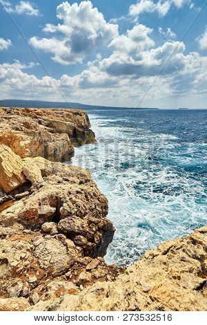 The Rocky Coast Of The Island Of Cyprus