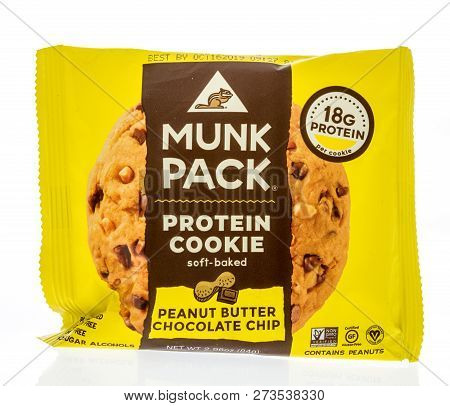 Winneconne, Wi - 8 December 2018: A Package Of Munk Pack Protein Cookie In Peanut Butter Chocolate C