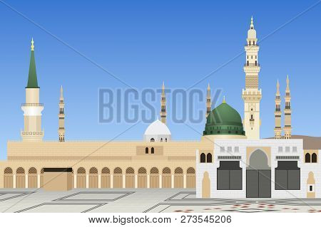A Vector Illustration Of Medina Mosque In Saudi Arabia
