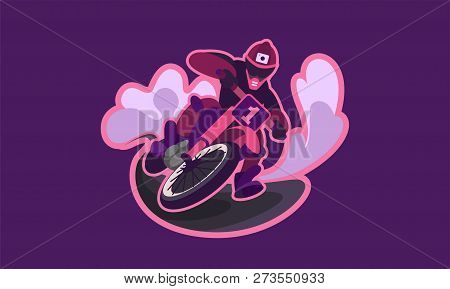 Motorcycle Motocross Concept. Summer Moto Racing Flat Style Poster Sticker. Extreme Kinds Of Sport. 
