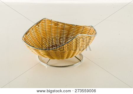 Close-up Of Vimini Bamboo Box Container Object On A White Background