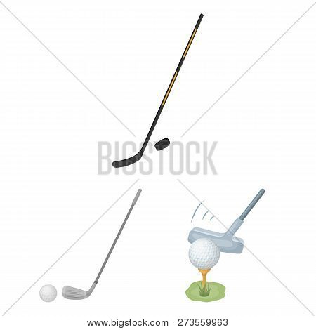 Vector Design Of Stick And Field Sign. Set Of Stick And Club Vector Icon For Stock.