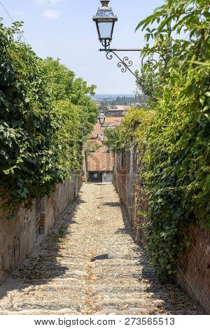 Saluzzo, Cuneo, Piedmont, Italy:  Alley With Steps