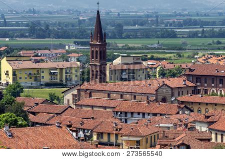 Saluzzo, Cuneo, Piedmont, Italy: Panoramic View Of The Historic City