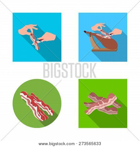 Vector Design Of Bacon And Breakfast Icon. Set Of Bacon And Cooked Stock Symbol For Web.
