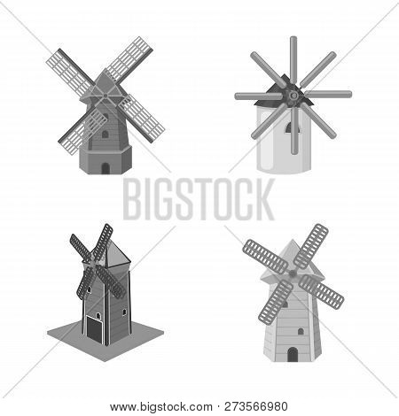 Vector Illustration Of Landscape And Village Symbol. Set Of Landscape And Farm Stock Symbol For Web.