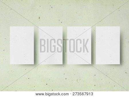 Business Card Mock-up Template Japanese Green Textured Paper Background