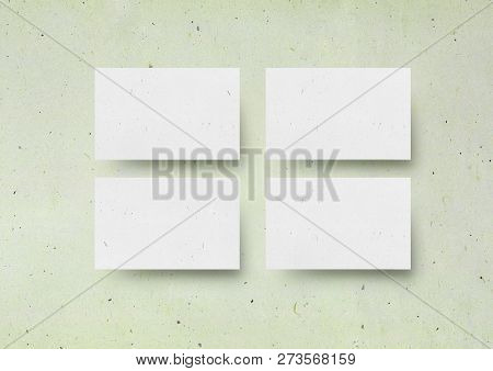 Business Card Mock-up Template Japanese Green Textured Paper Background