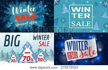 Winter Sale Banner Set. Cartoon Illustration Of Winter Sale Banner Set For Web Design