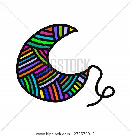 Knitted Moon Yarn Wool Hand Drawn Illustration For Prints Posters T Shirts Background Knitting Cours