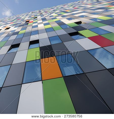 Utrecht, Netherlands, 11 December 2018: Colorful Facade Of Student Housing Casa Confetti On Universi