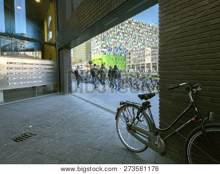 Utrecht, Netherlands, 11 December 2018: Bicycles For Student Transport On University Campus De Uitho