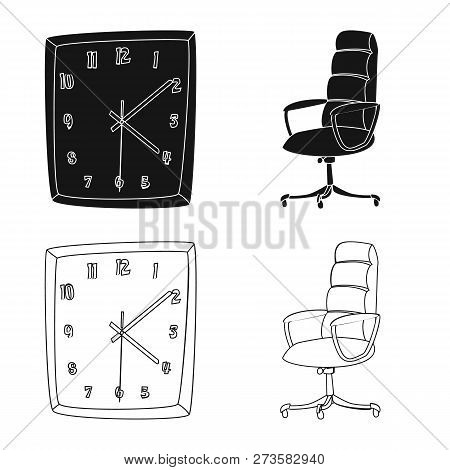 Vector Design Of Furniture And Work Logo. Set Of Furniture And Home Stock Symbol For Web.
