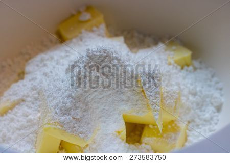 Baking Ingredients For Cookies, Sugar And Flour
