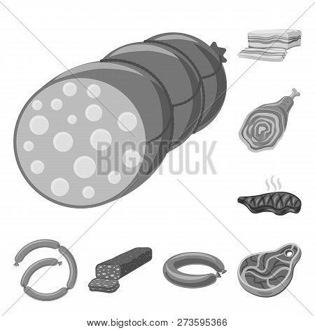 Vector Design Of Meat And Ham Logo. Set Of Meat And Cooking Vector Icon For Stock.