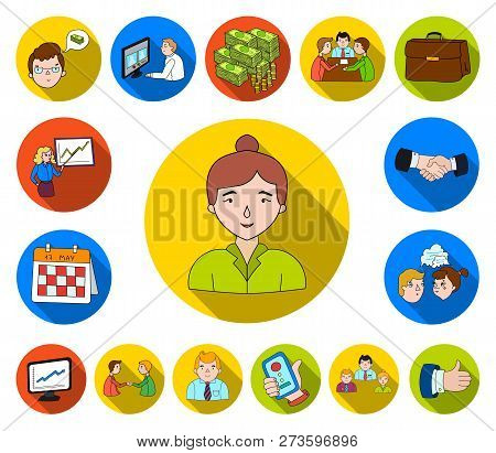 Business Conference And Negotiations Flat Icons In Set Collection For Design.business And Training V