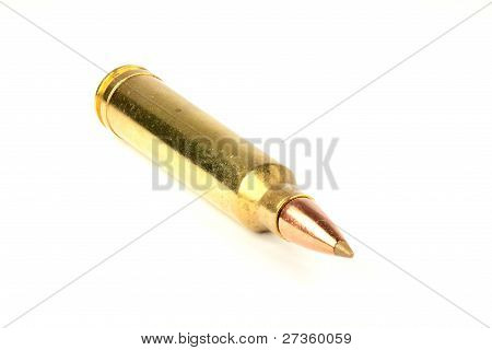 300 Wm Caliber Cartridge On White Background
