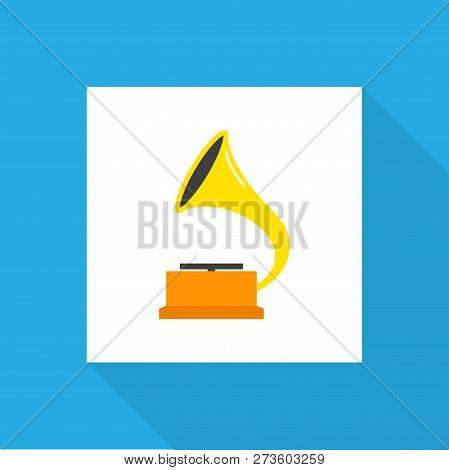 Gramophone Icon Flat Symbol. Premium Quality Isolated Shellac Element In Trendy Style.