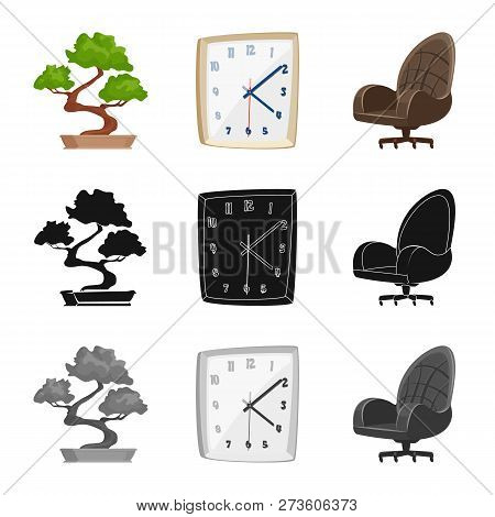 Isolated Object Of Furniture And Work Symbol. Set Of Furniture And Home Vector Icon For Stock.