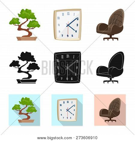 Vector Illustration Of Furniture And Work Icon. Set Of Furniture And Home Vector Icon For Stock.
