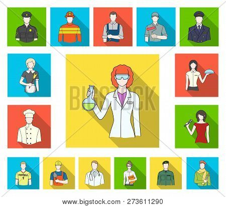 People Of Different Professions Flat Icons In Set Collection For Design. Worker And Specialist Vecto