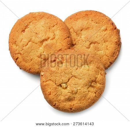 Pile Of Fresh Homemade Cookies Isolated On White Background