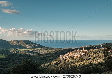 The Village Of Aregno In The Balagne Region Of Corsica