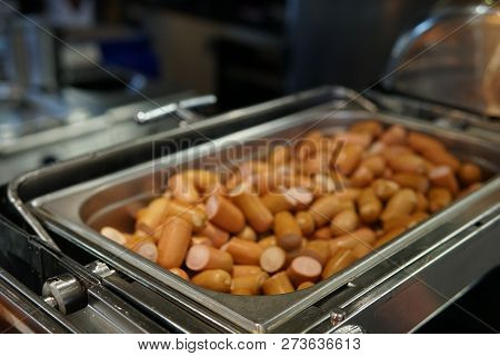 A Lot Of Cooked Sausage Meat Meal For Breakfast