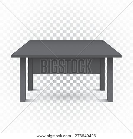 Vector 3d Table For Object Presentation. Empty Dark Top Table On