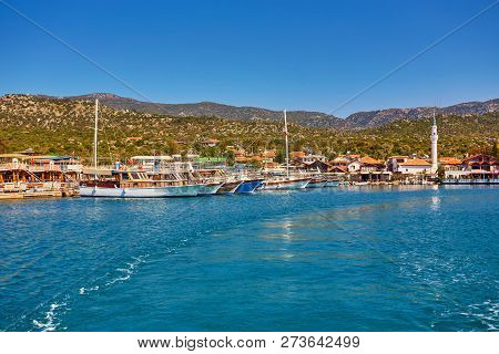 City Dock Of Boats. Marine Parking Of Boats And Yachts In Kekova Is A Sunken City In Turkey.