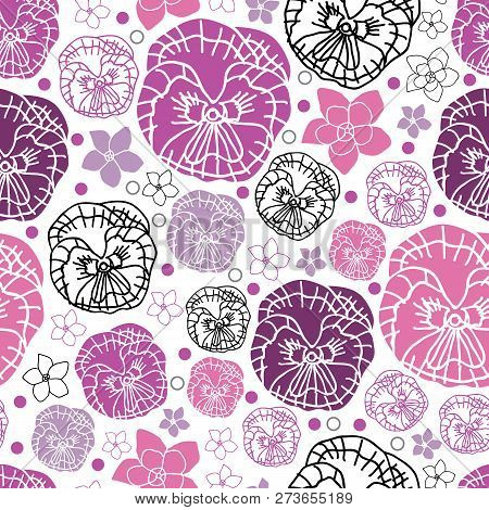 Pancy Garden-flowers In Bloom,seamless Repeat Pattern. Deliacte And Pattern Background. Fresh Surfac