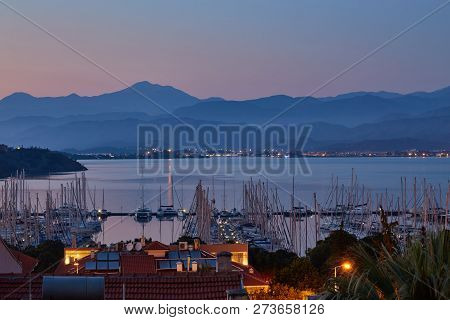 Beautiful Bay And Port Of Fethiye During Sunset, Turkey
