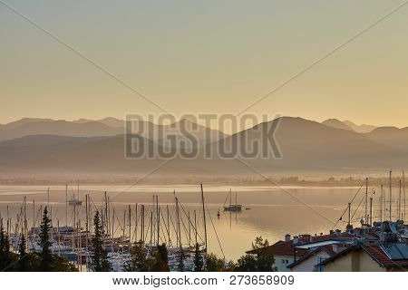Beautiful Bay And Port Of Fethiye During Sunset, Turkey
