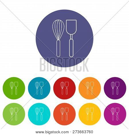 Cutlery Bake Icons Color Set For Any Web Design On White Background