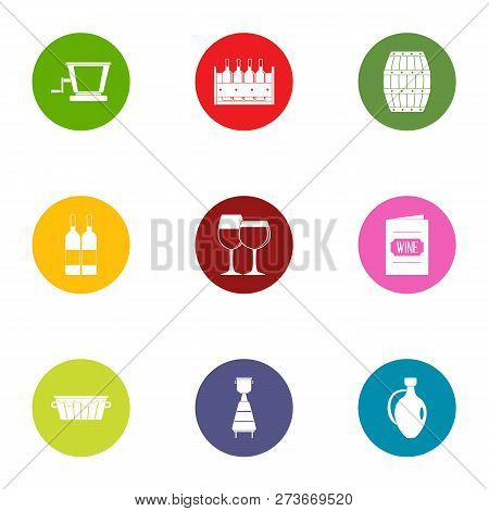 Wine List Icons Set. Flat Set Of 9 Wine List Icons For Web Isolated On White Background